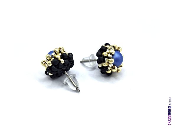 Blue Beaded Stud Earrings - Image 5