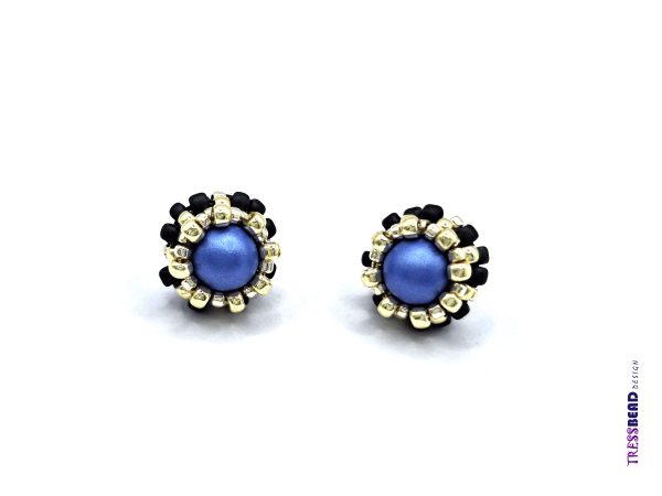 Blue Beaded Stud Earrings - Image 6