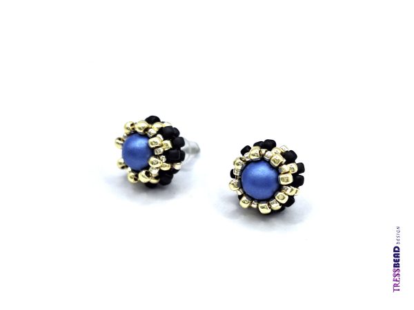 Blue Beaded Stud Earrings - Image 7