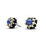 Blue Beaded Stud Earrings