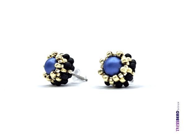 Blue Beaded Stud Earrings