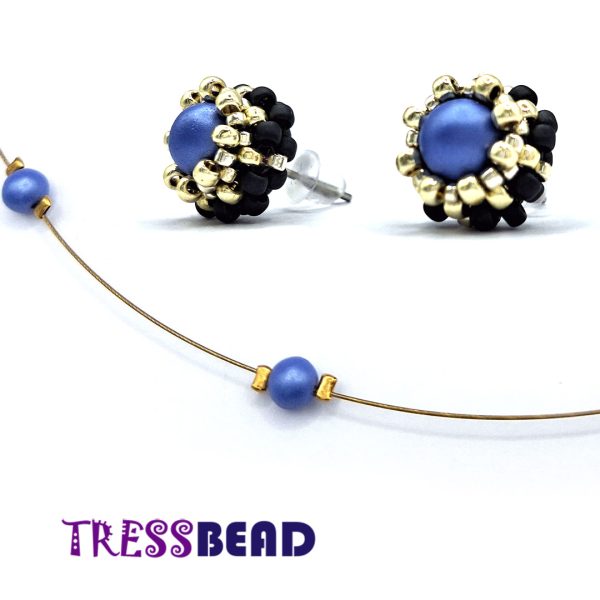 Blue Beaded Stud Earrings - Image 8