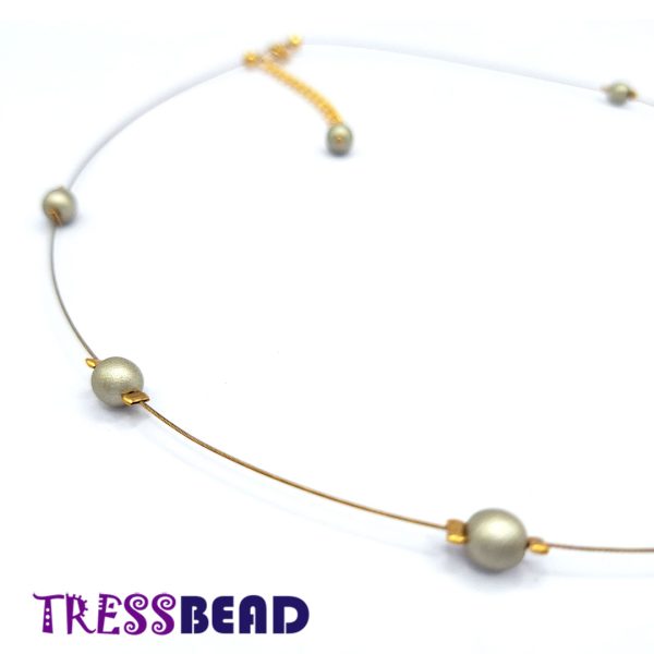 Minimalist Satin Sage Bead Necklace