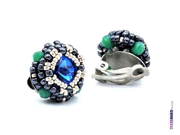 royal-blue-beaded-clip-on-earrings