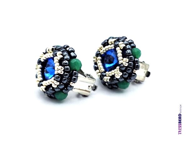 royal-blue-beaded-clip-on-earrings