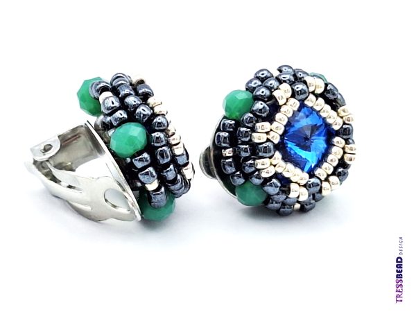 royal-blue-beaded-clip-on-earrings