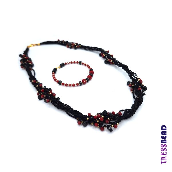 Black-red-beaded-jewelry-set